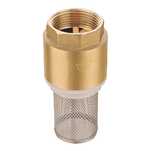 Brass Foot Check Valve, Spring Loaded, Stainless Steel Mesh, PN10, Threaded Ends