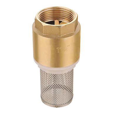 Brass Foot Check Valve, Spring Loaded, Stainless Steel Mesh, PN10, Threaded Ends