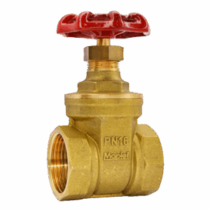 Brass Gate Valve, Non-Rising Stem, PN16, Threaded Ends