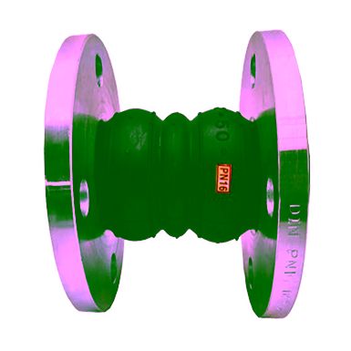 EPDM Rubber Flanged Flexible Connector, Double Bellow, PN16, Flanged Ends