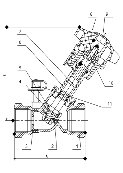 Bronze fixed orifice double regulating valve, pn25