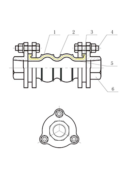 Threaded double sphere rubber bellow, pn16